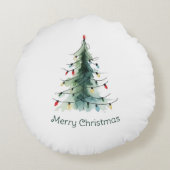 ミニマリスト水の色クリスマスツリー ラウンドクッション (裏面)