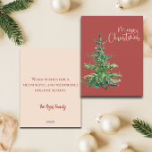 ミニマリスト水の色ツリー非フォトクリスマスカード シーズンカード