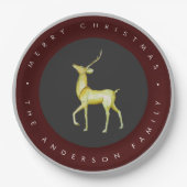 ミニマリスト水の色トナカイのメリークリスマス ペーパープレート (正面)