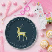 ミニマリスト水の色トナカイのメリークリスマス ペーパープレート (パーティー)