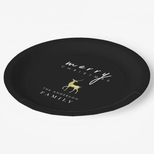 ミニマリスト水の色トナカイのメリークリスマス ペーパープレート (アングル)