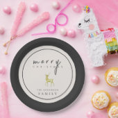 ミニマリスト水の色トナカイのメリークリスマス ペーパープレート (パーティー)