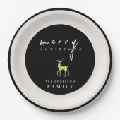 ミニマリスト水の色トナカイのメリークリスマス ペーパープレート (正面)