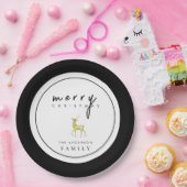 ミニマリスト水の色トナカイのメリークリスマス ペーパープレート (パーティー)