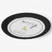 ミニマリスト水の色トナカイのメリークリスマス ペーパープレート (アングル)