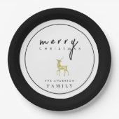 ミニマリスト水の色トナカイのメリークリスマス ペーパープレート (正面)