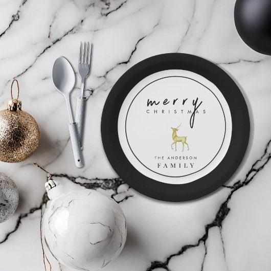 ミニマリスト水の色トナカイのメリークリスマス ペーパープレート