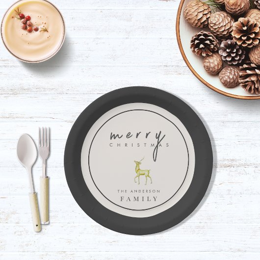 ミニマリスト水の色トナカイのメリークリスマス ペーパープレート