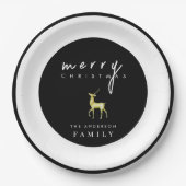ミニマリスト水の色トナカイのメリークリスマス ペーパープレート (正面)
