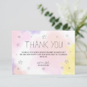 ミニマリスト水の色ピンクありがとう赤ちゃんシャワー サンキューカード (スタンド正面)