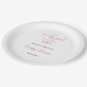 ミニマリスト水の色ピンクボウ女の子の赤ちゃんシャワー ペーパープレート (アングル)