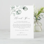 ミニマリスト水の色ユーカリ葉ス結婚ズの サンキューカード (スタンド正面)