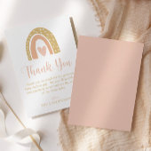 ミニマリスト水の色レインボーピンク赤ちゃんシャワー サンキューカード