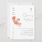 ミニマリスト水の色ワイルドフラワークロスバプテスマ 招待状 (正面)