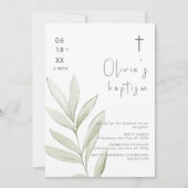 ミニマリスト水の色葉のクロスバプテスマ 招待状 (正面)