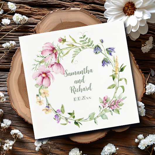 ミニマリスト水カラーフローラ結婚リース スタンダードカクテルナプキン