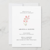 ミニマリスト水カラーフローラ結婚式招待状 招待状 (正面)