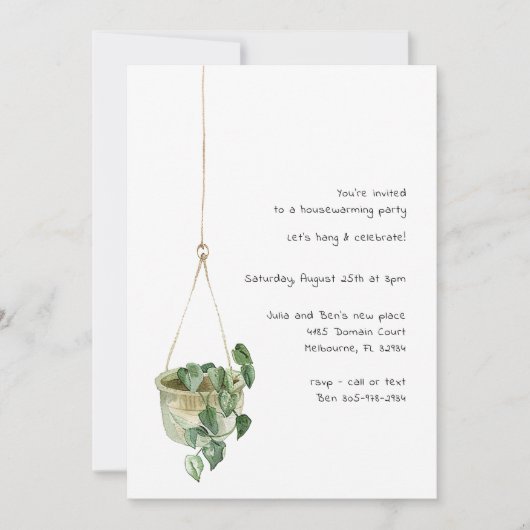 ミニマリスト水カラー引っ越し祝いパーティーパーティー 招待状 (正面)