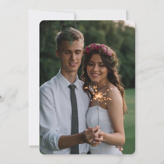 ミニマリスト水カラー深いレッドローズフォト結婚ズ 招待状 (裏面)