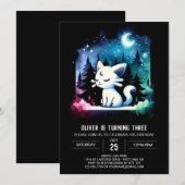 ミニマリスト水彩ねこ誕生日 招待状 (正面/裏面)