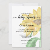 ミニマリスト水彩ひまわりベビーシャワー 招待状 (正面)