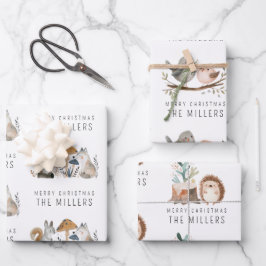 ミニマリスト水彩ウッドランド動物 ラッピングペーパーシート