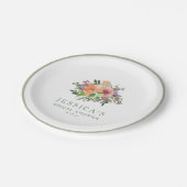 ミニマリスト水彩オレンジ花のブライダルシャワー ペーパープレート (アングル)