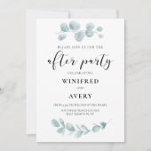 ミニマリスト水彩グリーンのアフターパーティー 招待状 (正面)