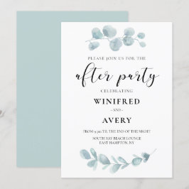ミニマリスト水彩グリーンのパーティー後 招待状