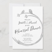 ミニマリスト水彩グレー ラブバーズ リハーサル 招待状 (正面)