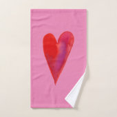 ミニマリスト水彩ハート バスタオルセット (ハンドタオル)