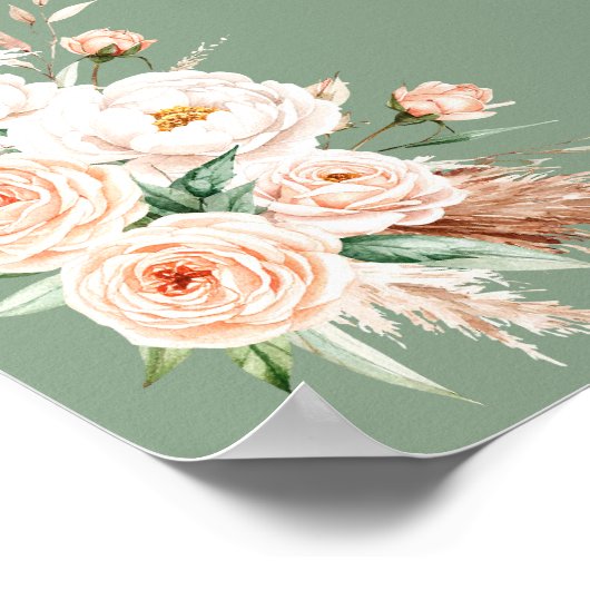 ミニマリスト水彩フローラカスタム引用文ポスター ポスター (角)