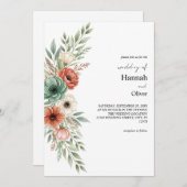 ミニマリスト水彩フローラノート紙背景 招待状 (正面/裏面)