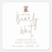 ミニマリスト水彩ベア 赤ちゃんシャワー スクエアシール (正面)
