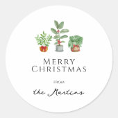 ミニマリスト水彩ボタニカルグリーン ラウンドシール (正面)