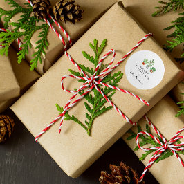 ミニマリスト水彩ボタニカルグリーン ラウンドシール