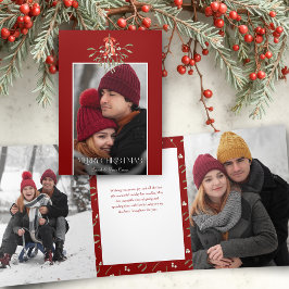 ミニマリスト水彩ヤドリギクリスマス写真 三つ折りカード