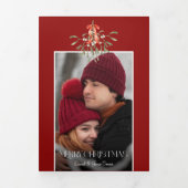 ミニマリスト水彩ヤドリギクリスマス写真 三つ折りカード (カバー)