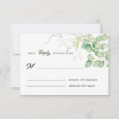ミニマリスト水彩ユーカリとグリーン 出欠カード (正面)