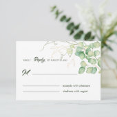 ミニマリスト水彩ユーカリとグリーン 出欠カード (スタンド正面)