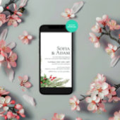 ミニマリスト水彩冬のポインセチア結婚式 招待状