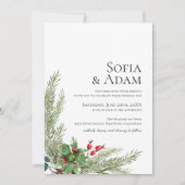 ミニマリスト水彩冬のポインセチア結婚式 招待状 (正面)