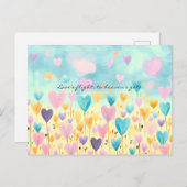 ミニマリスト水彩手描きバレンタインデー シーズンポストカード (正面/裏面)