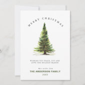 ミニマリスト水彩松の木クリスマスグリーティング シーズンカード (正面)