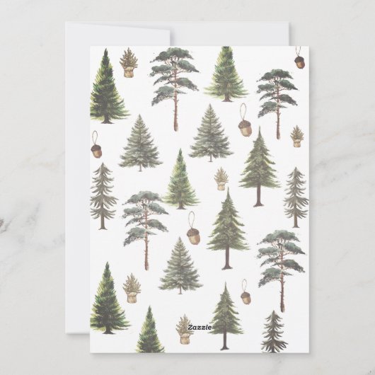 ミニマリスト水彩松の木クリスマスグリーティング シーズンカード (裏面)