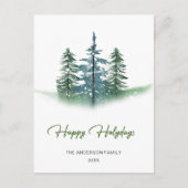 ミニマリスト水彩松の木クリスマスグリーティング ポストカード (正面)