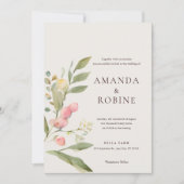 ミニマリスト水彩植物学結婚の 招待状 (正面)