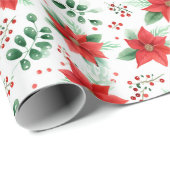 ミニマリスト水彩植物植物眼科ポインセチア ラッピングペーパー (ロールコーナー)