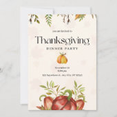 ミニマリスト水彩画の感謝祭ディナーパーティー 招待状 (正面)