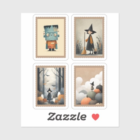 ミニマリスト水彩画ハロウィーンスタンプ シール (シート)